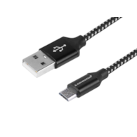 Câble de charge et de synchronisation, 300 cm, tressé en microfibre, USB > micro USB