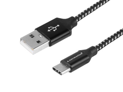 Charging & synchronisation cable, 300 cm, braided microfiber, USB> USB-C