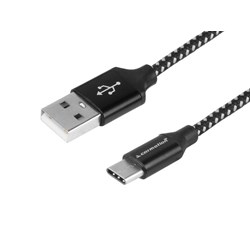 Kabel do ładowania i synchronizacji, 300 cm, w oplocie z mikrofibry, USB > USB-C