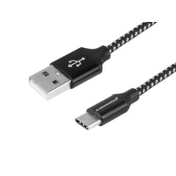 Kabel do ładowania i synchronizacji, 300 cm, w oplocie z mikrofibry, USB > USB-C