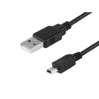 Charging & synchronisation cable, 120 cm, plastic, USB> mini USB (straight)