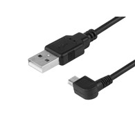 Charging & synchronisation cable, 120 cm, plastic, USB> mini USB (angled, right)