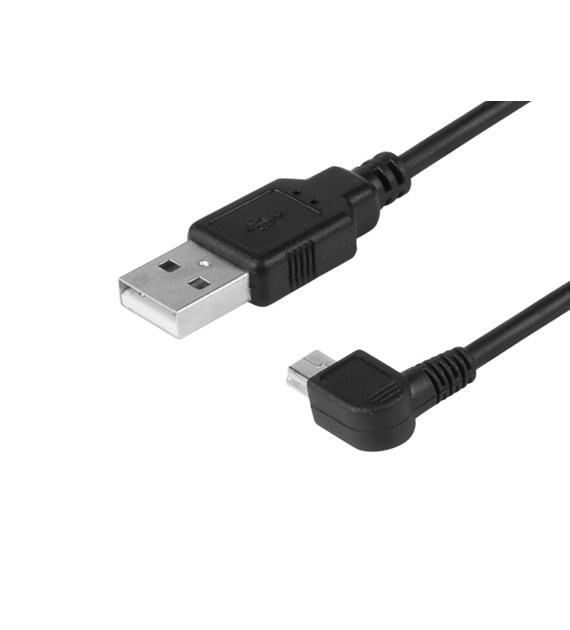 Charging & synchronisation cable, 120 cm, plastic, USB> mini USB (angled, right)