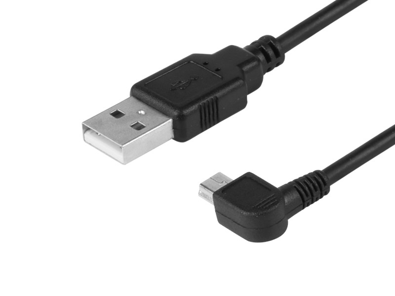 Câble de charge et de synchronisation, 120 cm, en plastique, USB > mini USB (coudé, droit)