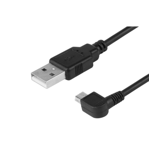 Câble de charge et de synchronisation, 120 cm, en plastique, USB > mini USB (coudé, droit)
