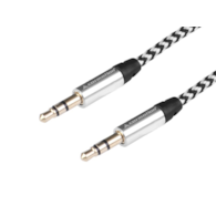 Câble audio 300 cm, tressé en microfibre, jack > jack (AUX 3.5mm)