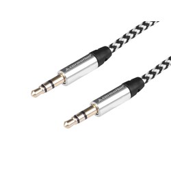 Audio cable 300 cm, braided microfiber, jack> jack (AUX 3.5mm)