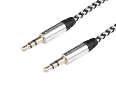 Câble audio 300 cm, tressé en microfibre, jack > jack (AUX 3.5mm)