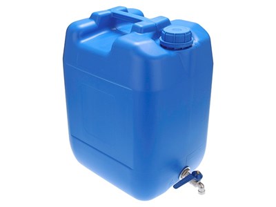 Water jerrycan 20L with metal valve, blue