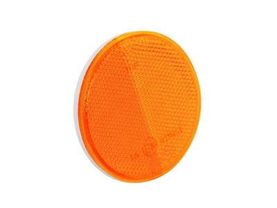 Round reflector, 75 mm, with adhesive tape, orange