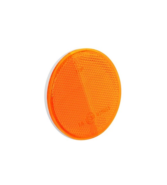 Round reflector, 75 mm, with adhesive tape, orange