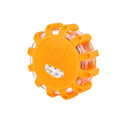 Lampa - flara ostrzegawcza 12 LED + 3 LED, mocowana na magnes i hak, zasilanie 3x AAA, pomarańczowa