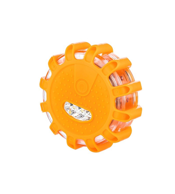 Lampa - flara ostrzegawcza 12 LED + 3 LED, mocowana na magnes i hak, zasilanie 3x AAA, pomarańczowa