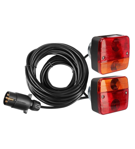 Zestaw lamp tylnych na magnes, przewód 7,5 m z wtyczką 7 PIN