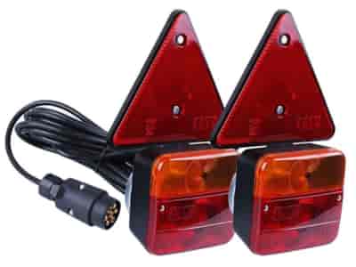 Set of rear magnetic lights with triangular reflectors, 7-PIN plug