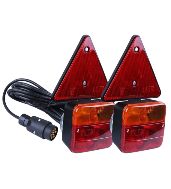 Set of rear magnetic lights with triangular reflectors, 7-PIN plug
