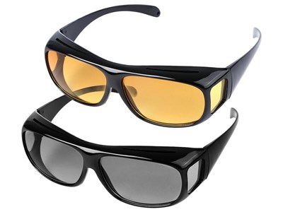 UV-Brille, Set aus gelben + schwarzen Gläsern