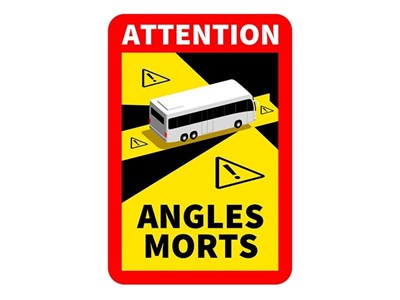 Autocollant ANGLES MORTS 25x17 cm, BUS, stratifié, anti-UV