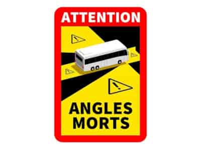 Autocollant ANGLES MORTS 25x17 cm, BUS, stratifié, anti-UV