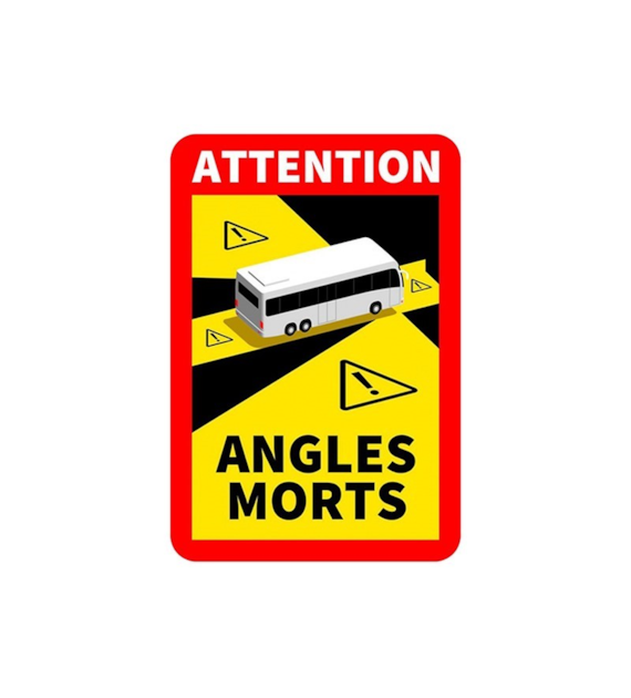 Autocollant ANGLES MORTS 25x17 cm, BUS, stratifié, anti-UV