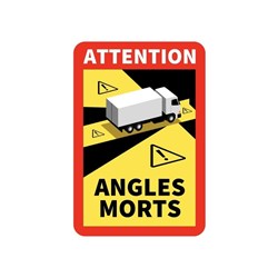 Autocollant ANGLES MORTS 25x17 cm, TIR, stratifié, anti-UV