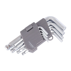 Klucze imbusowe kuliste, 130 mm, rozmiary 1,5 - 10 mm, 9 szt.