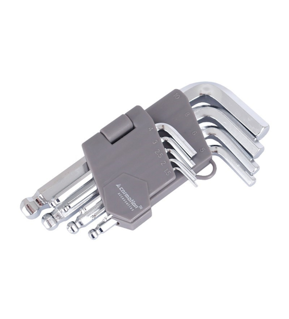 Clés Allen sphériques de 130 mm, tailles 1,5 - 10 mm, 9 pcs