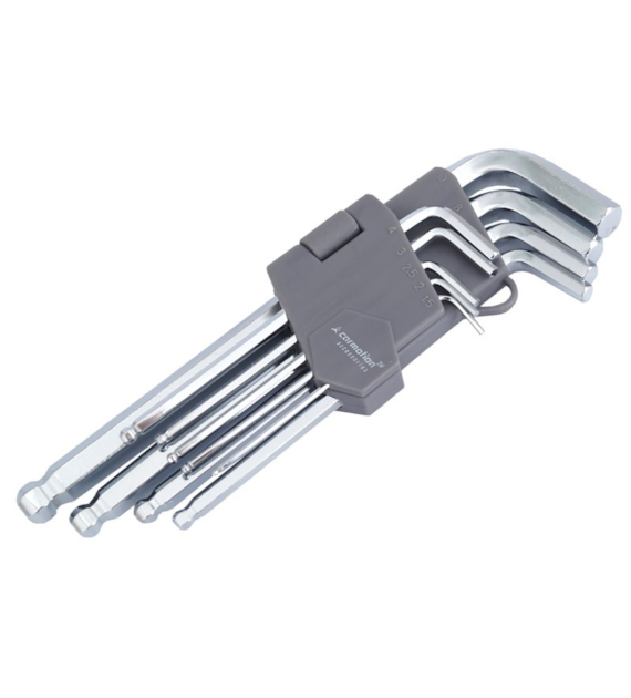 Klucze imbusowe kuliste, 180 mm, rozmiary 1,5 - 10 mm, 9 szt.