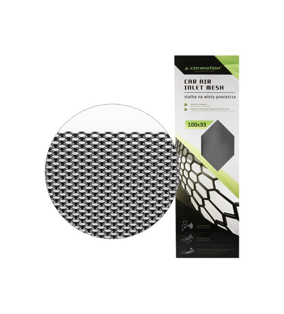 Grille de calandre en aluminium, maille 2x4 mm, nid d'abeille, feuille 100x33 cm, noir