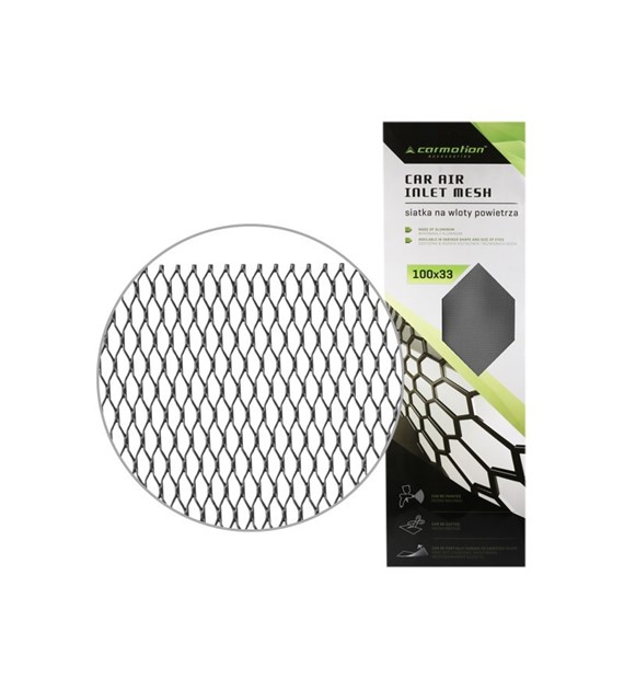 Grille de calandre en aluminium, maille 8x25 mm, nid d'abeille, feuille 100x33 cm, noir