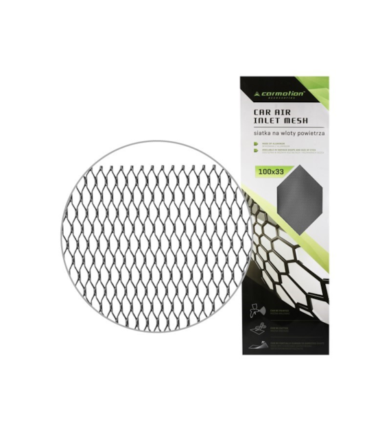 Aluminuim car air inlet mesh 8x25 mm, honeycomb, sheet 100x33 cm, black