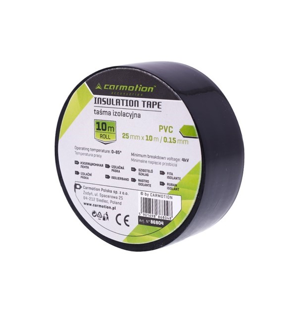 Insulating tape PVC 0.15mm x 25mm x 10m, black, 1 pc.