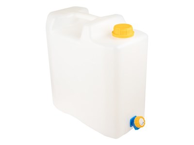 Water jerrycan 15L with plastic valve, drinking water approved
