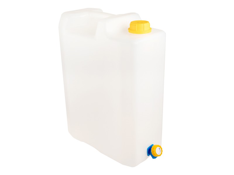 Water jerrycan 20L with plastic valve, drinking water approved