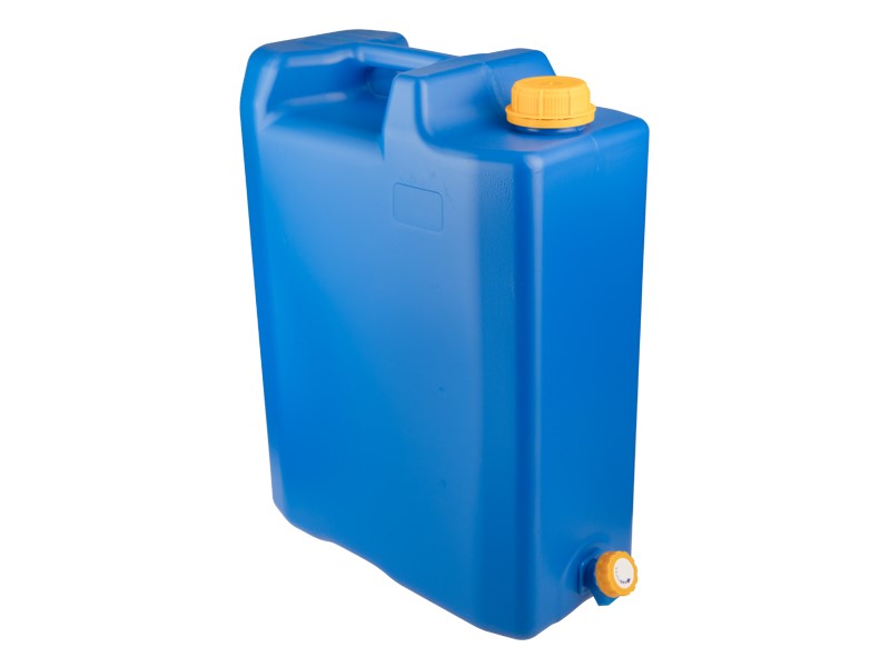 Water jerrycan 20L with plastic bottom valve