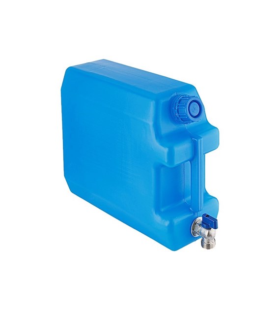 Pojemnik na wodę 10L z górnym krótkim metalowym zaworem z gwintem 26 mm, niebieski