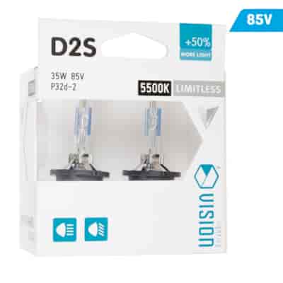 Ampoules Xénon VISION D2S 5500K 85V 35W P32d-2 + 50% limitless white, 2 pcs