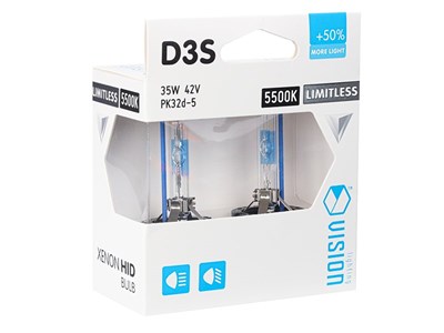 Xenon bulbs VISION D3S 5500K 42V 35W PK32d-5 +50% Limitless White, 2 pcs.