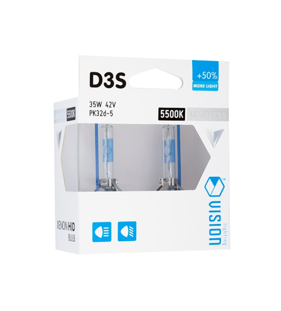 Żarówki ksenonowe VISION D3S 5500K 42V 35W PK32d-5 +50% Limitless White, 2 szt.