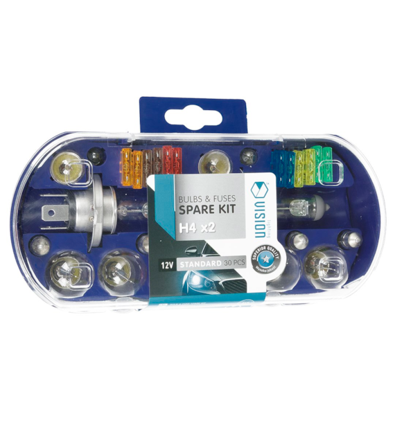Coffret de secours ampoule VISION 2x H4 12V 60/55W + 28 éléments