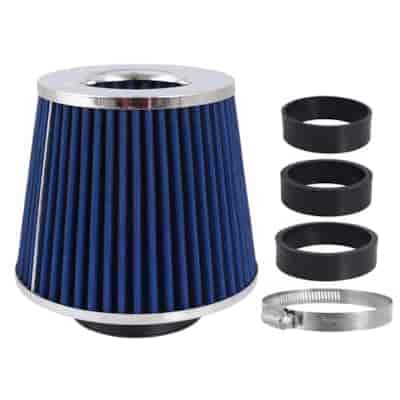 Konischer Luftfilter 155x130x120mm, blau/chrom, Adapter: 60, 63, 70 mm