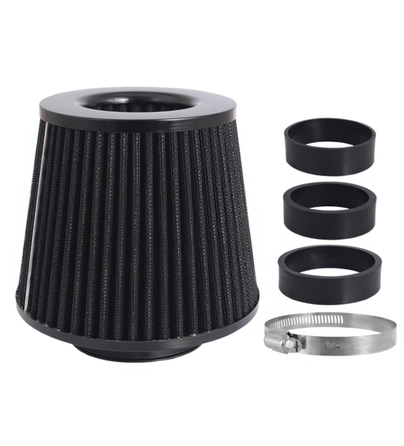 Filtr powietrza stożkowy 155x130x120 mm, czarny, adaptery: 60, 63, 70 mm