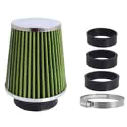 Air filter, conical 120x130x90 mm, lime green/chrome, adapters: 60, 63, 70 mm