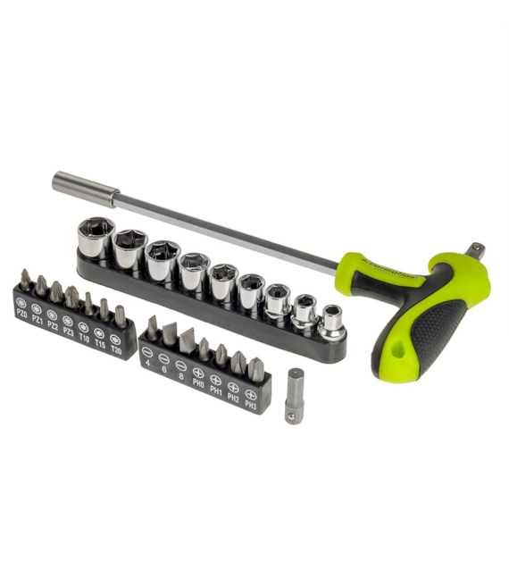 Schraubendreher T24, Adapter, 13 Bits und 9 Steckschlüssel inklusive