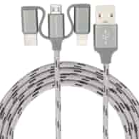 Kabel do ładowania i synchronizacji 120 cm, 3w1: USB > micro USB + Lightning + USB-C