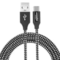 Kabel do ładowania i synchronizacji, 300 cm, w oplocie z mikrofibry, USB > USB-C
