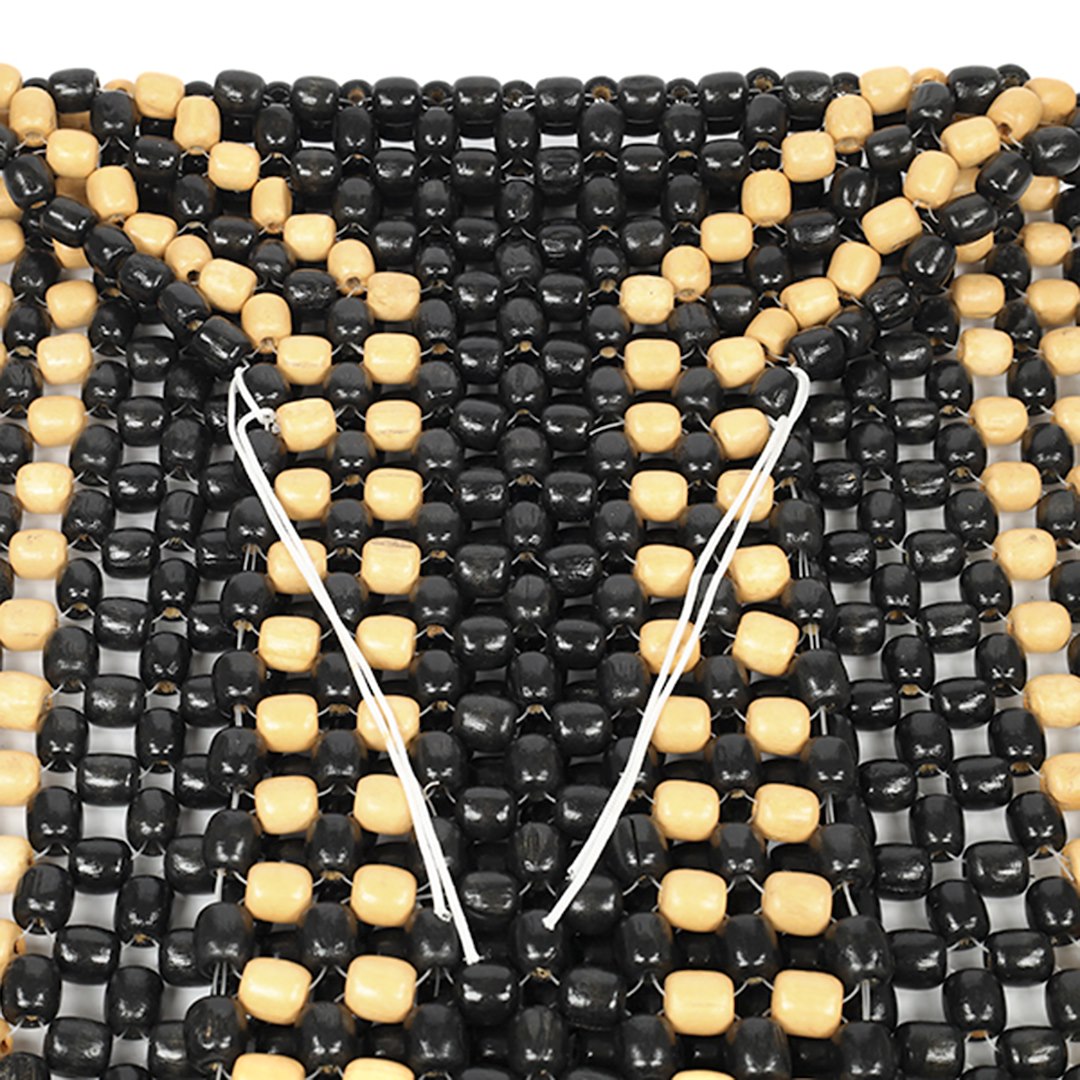 Bead mat, wooden, black and white
