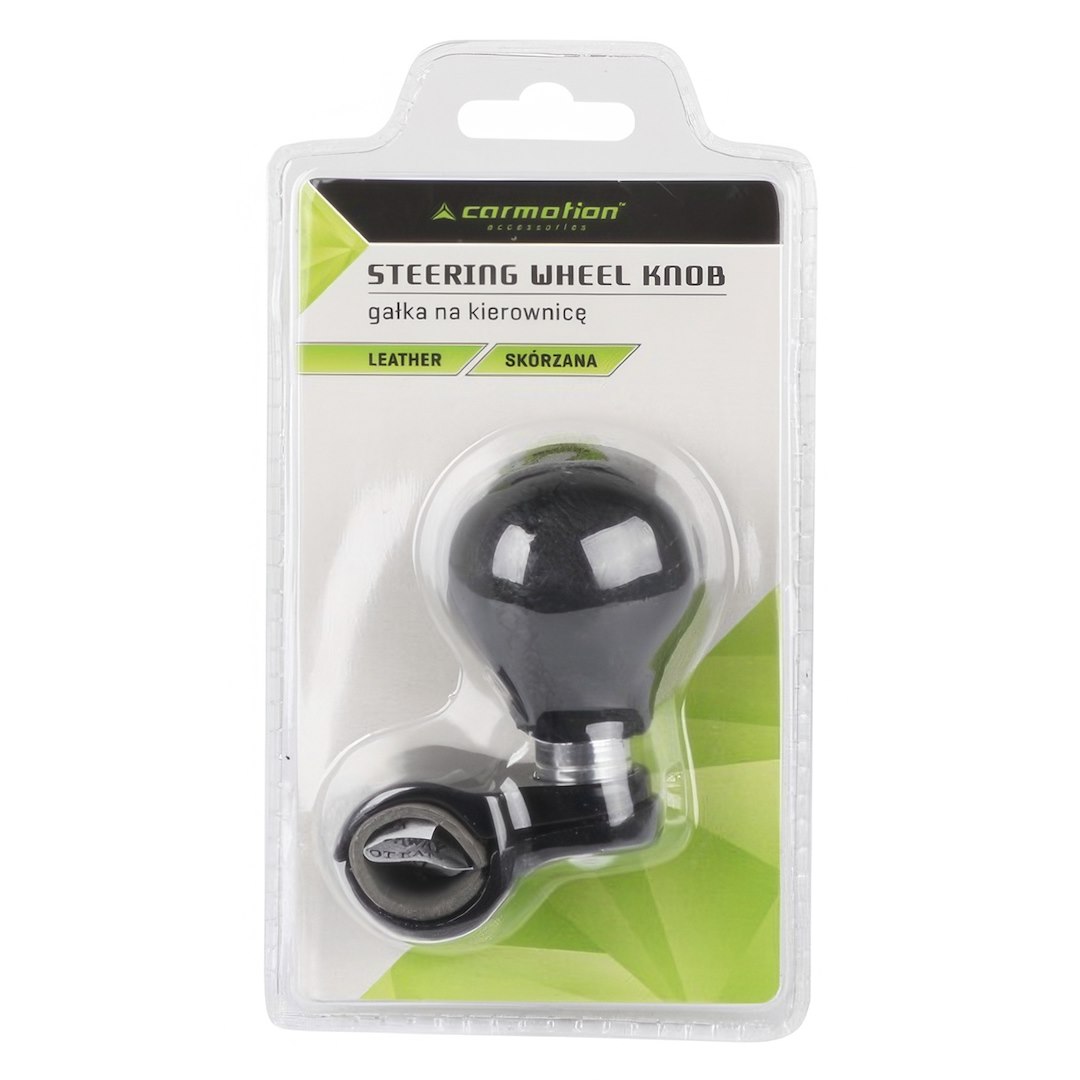 Leather steering wheel knob, black