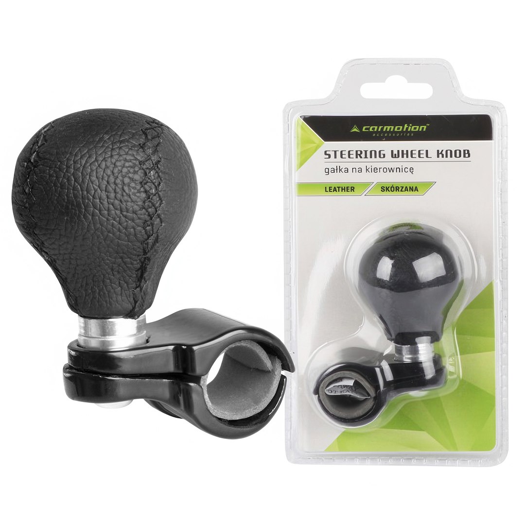Leather steering wheel knob, black