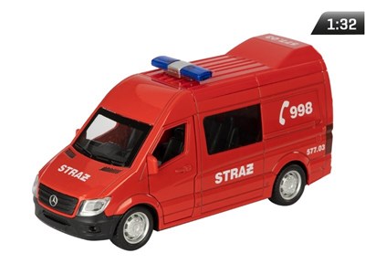 Model 1:32, Mercedes-Benz, Straż, czerwony, posiada sygnały świetlne i głosowe